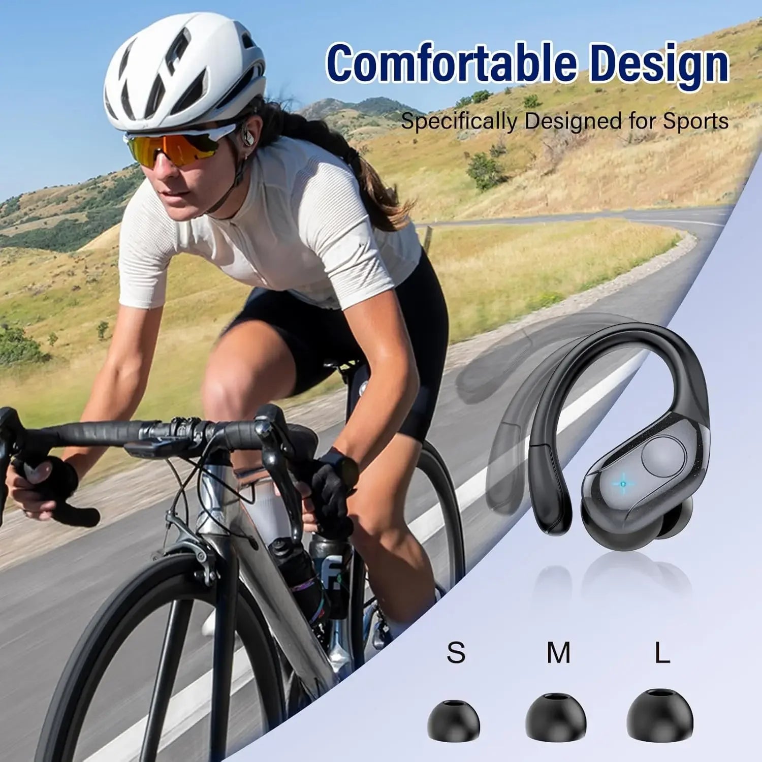 Wireless Noise Canceling Earbuds, Bluetooth 5.4 Earphones,Stereo Headphones, Sport Ear buds with Earhooks, for Sport,Running,Gym