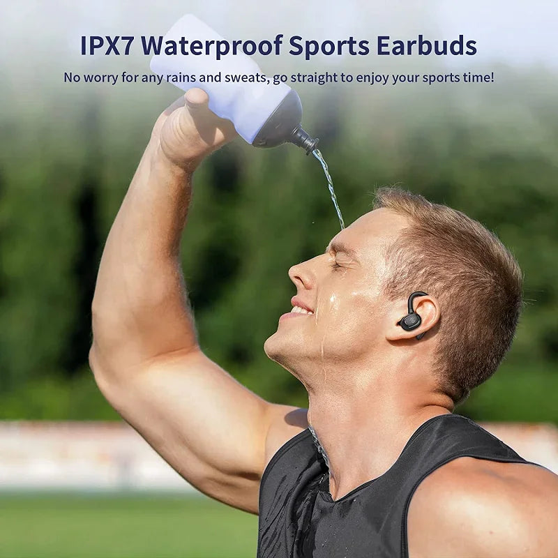 Sports Bluetooth 5.4 Earphones,True Wireless Headphones with Mic Touch Control,Noise Reduction Earhooks Waterproof TWS Earbuds