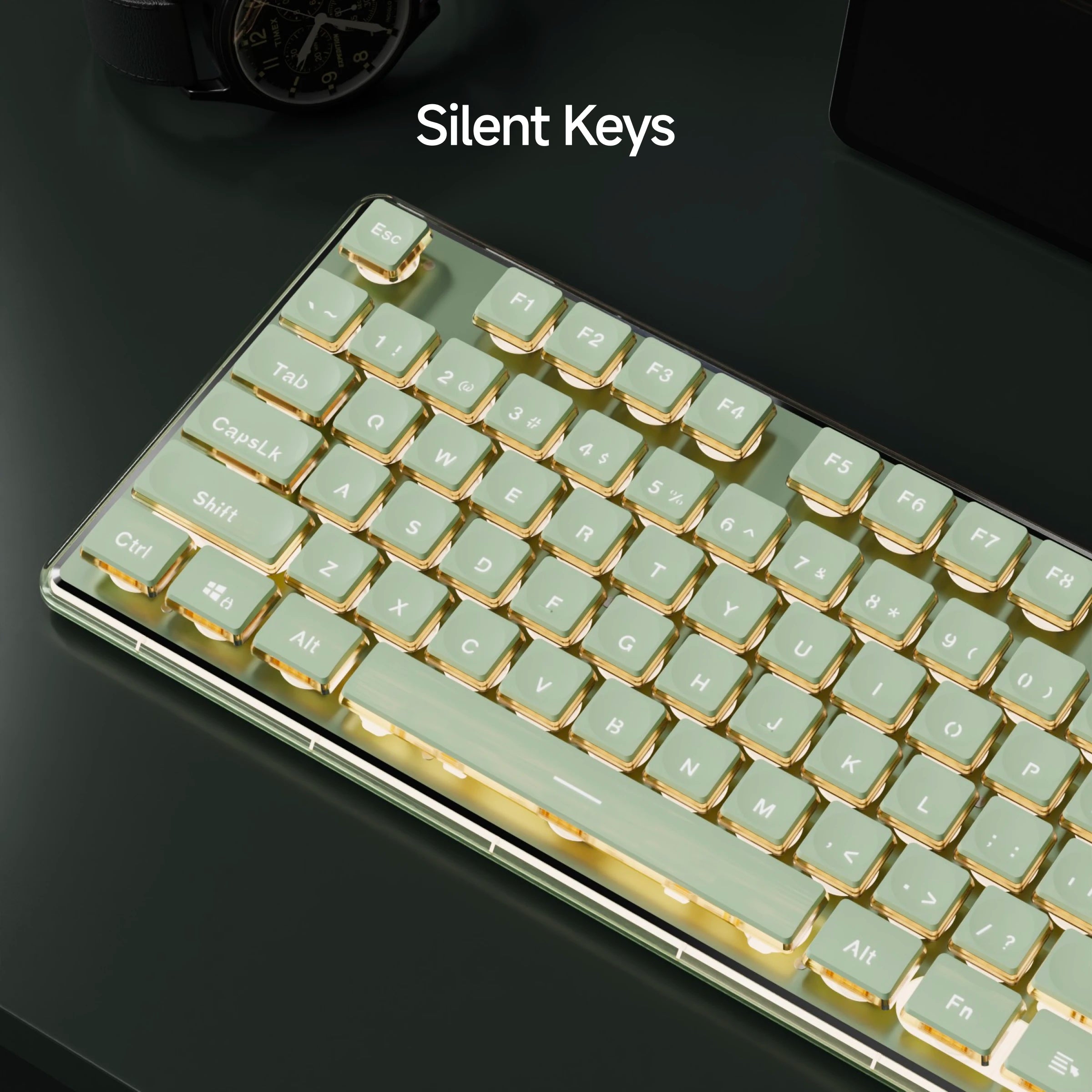 EWEADN V3 Gaming wired Keyboard backlit, green Office keyboard silent full size slim,Compatible with Windows/Laptop/ PC, Desktop