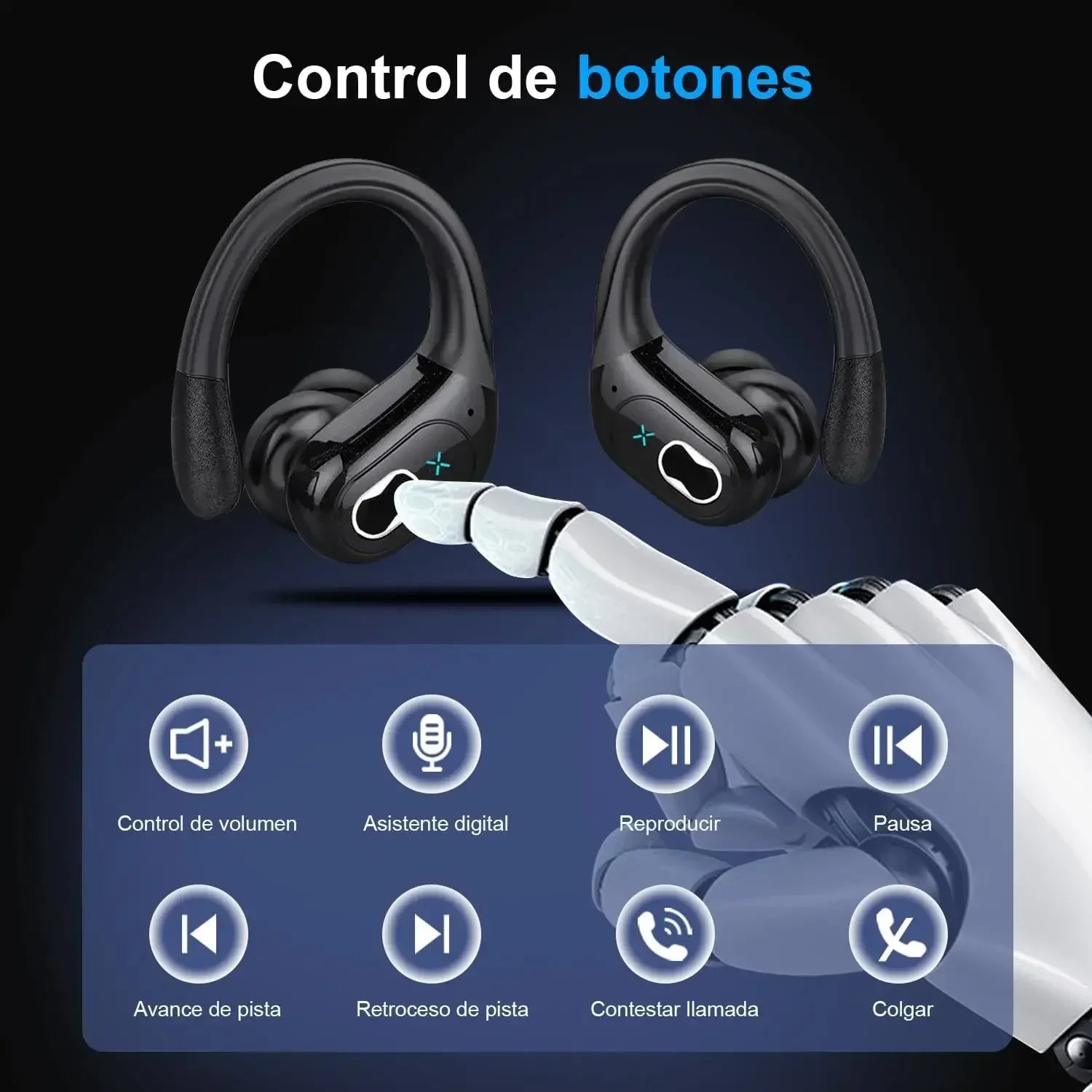 Wireless Earbuds Sport Bluetooth 5.4 Headphones ENC Noise Cancelling Mic 75H HiFi Stereo Over Ear Bud LED Display for iPhone/Gym