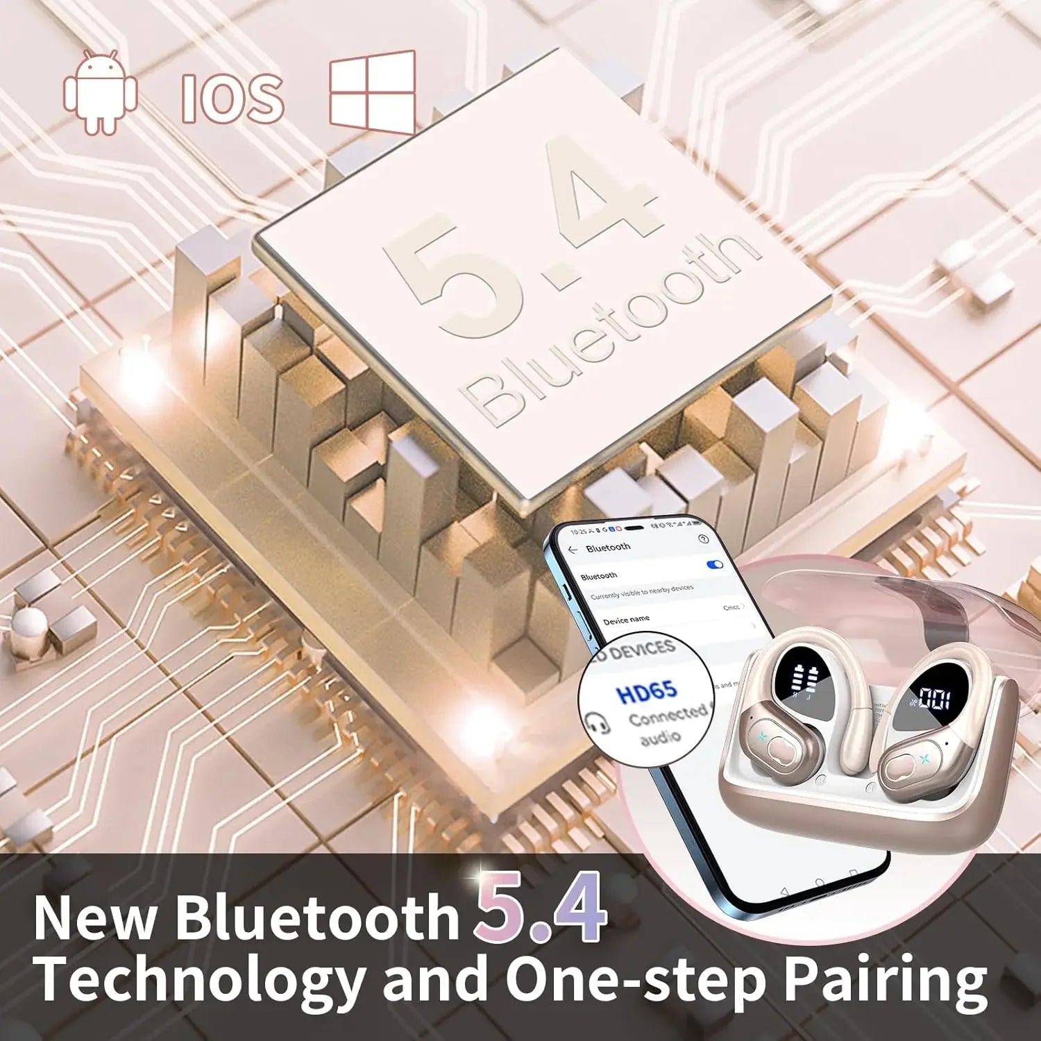 【2025 New】Bluetooth 5.4 Wireless Earbuds 75Hrs Playtime, IPX7 Waterproof Sport Earphones with ENC Mic, Noise Cancelling Headsets