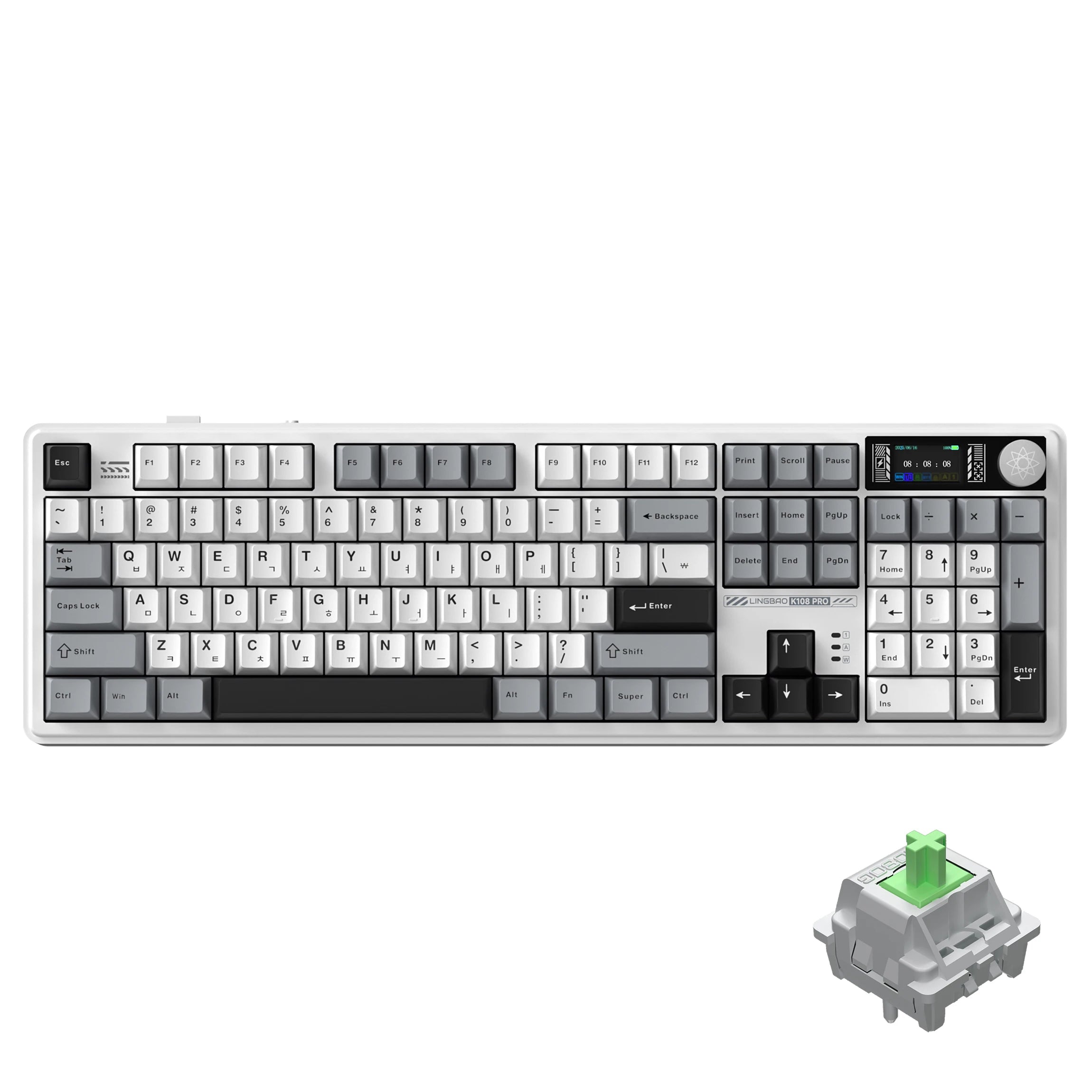 LINGBAO K108pro Mechanical Keyboard Tri-mode Korean Letters Macaron Color PBT Keycap 10000mAh Large Battery for Computers for PC