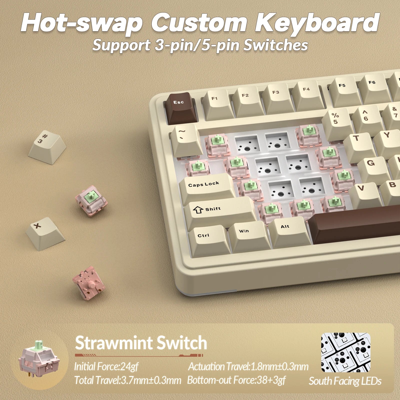 AULA S75pro Wireless Keyboard Tri-mode RGB Gaming Keyboard Hot Swap PBT Keycaps with Macro Software