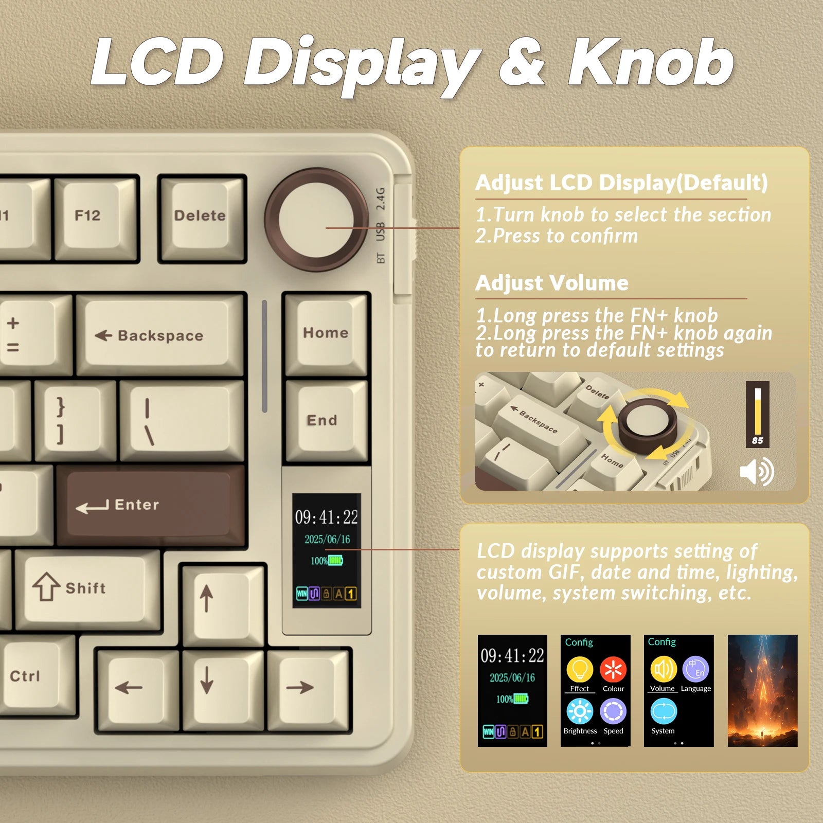 AULA S75pro Wireless Keyboard Tri-mode RGB Gaming Keyboard Hot Swap PBT Keycaps with Macro Software