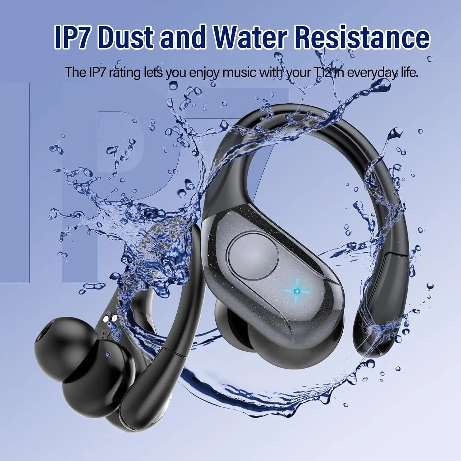 Wireless Noise Canceling Earbuds, Bluetooth 5.4 Earphones,Stereo Headphones, Sport Ear buds with Earhooks, for Sport,Running,Gym